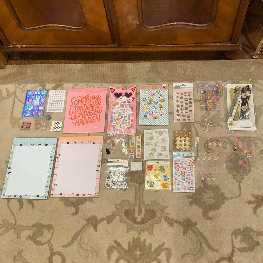 🐱 Craft Supplies Stickers, Scrapbooking Tools Sparkle Cat Cute Flamingo Mini